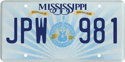 MS license plate JPW981