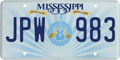 MS license plate JPW983