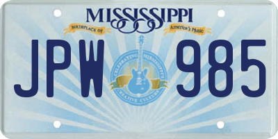 MS license plate JPW985