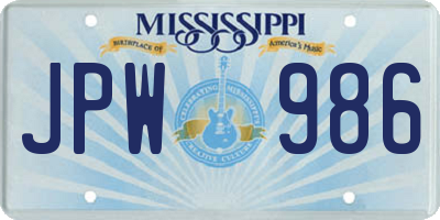 MS license plate JPW986