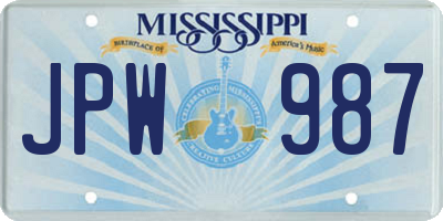 MS license plate JPW987