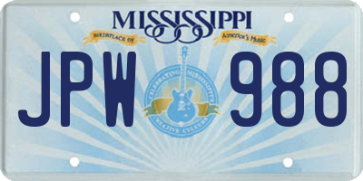 MS license plate JPW988