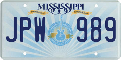 MS license plate JPW989