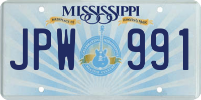 MS license plate JPW991