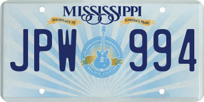 MS license plate JPW994