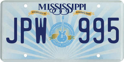 MS license plate JPW995