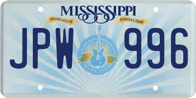 MS license plate JPW996