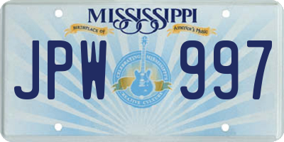 MS license plate JPW997