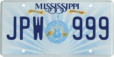 MS license plate JPW999