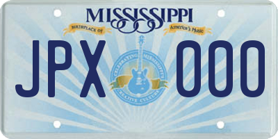 MS license plate JPX000
