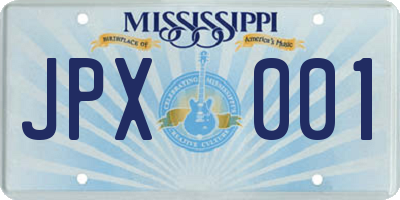MS license plate JPX001