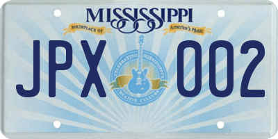 MS license plate JPX002