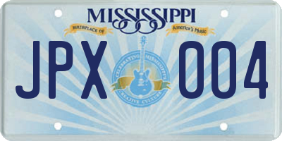 MS license plate JPX004