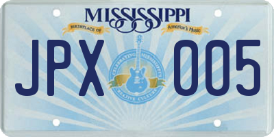 MS license plate JPX005
