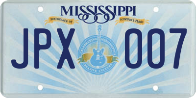 MS license plate JPX007
