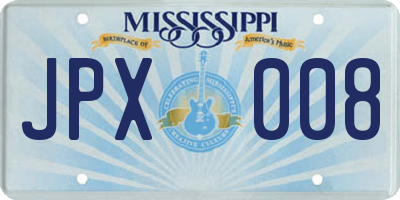 MS license plate JPX008