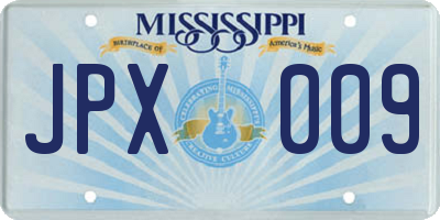 MS license plate JPX009