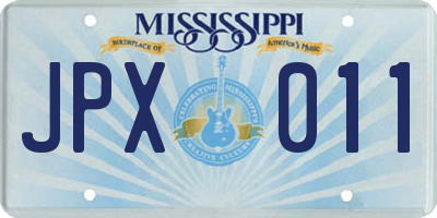 MS license plate JPX011