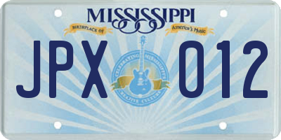 MS license plate JPX012