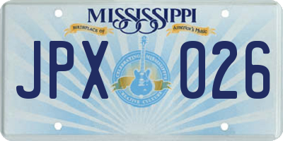 MS license plate JPX026