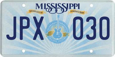 MS license plate JPX030