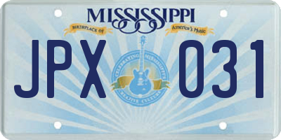 MS license plate JPX031