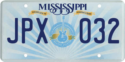MS license plate JPX032