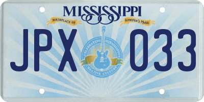 MS license plate JPX033