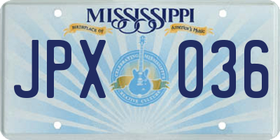 MS license plate JPX036