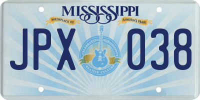 MS license plate JPX038