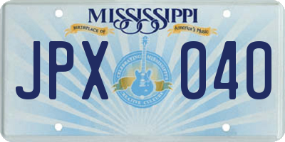 MS license plate JPX040
