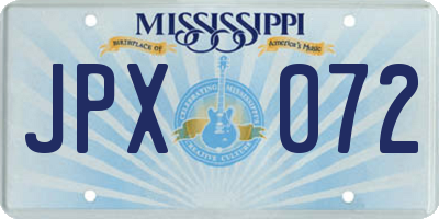 MS license plate JPX072