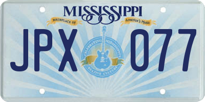 MS license plate JPX077