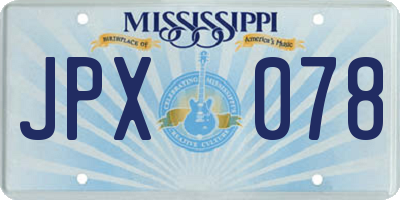 MS license plate JPX078