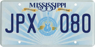 MS license plate JPX080