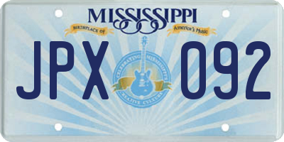 MS license plate JPX092