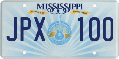 MS license plate JPX100
