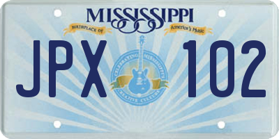 MS license plate JPX102