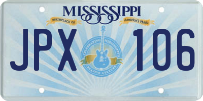 MS license plate JPX106