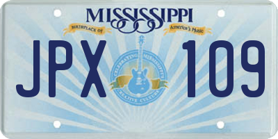 MS license plate JPX109