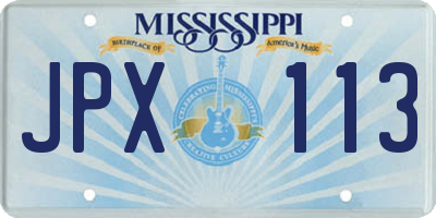 MS license plate JPX113
