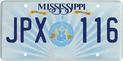 MS license plate JPX116