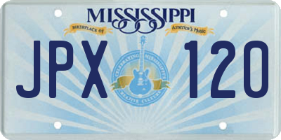MS license plate JPX120