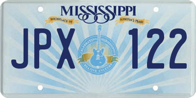 MS license plate JPX122