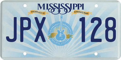 MS license plate JPX128