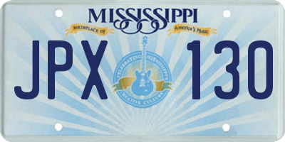MS license plate JPX130