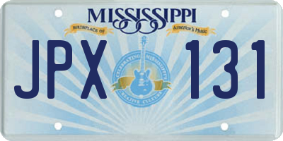 MS license plate JPX131