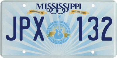 MS license plate JPX132