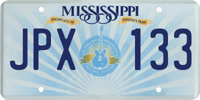 MS license plate JPX133