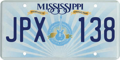 MS license plate JPX138